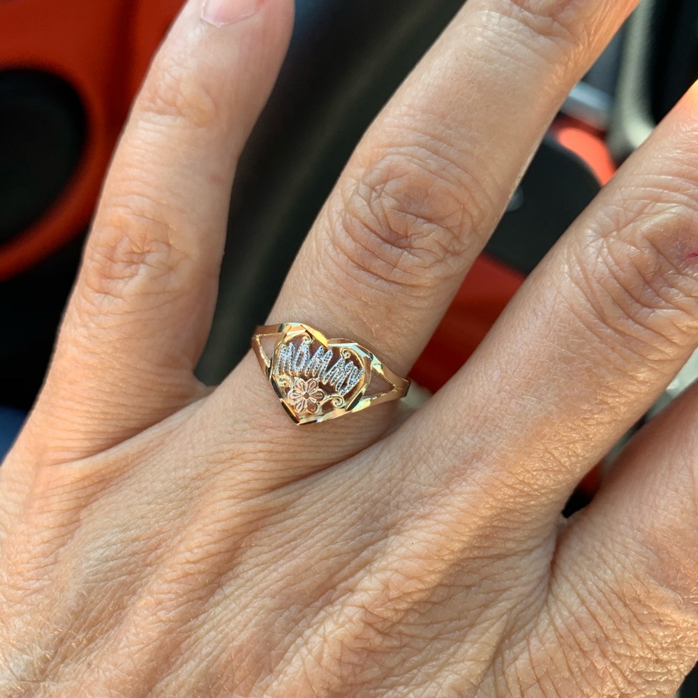 14K Gold MOMMY Heart Ring sz 4 5 6 7 8 9 - Picture 5 of 7
